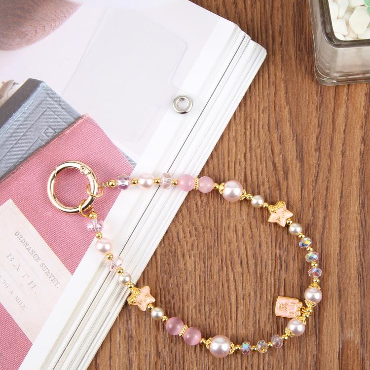 Lucky Beaded Phone Charm Wrist Strap with Tether Pad for Women Girls