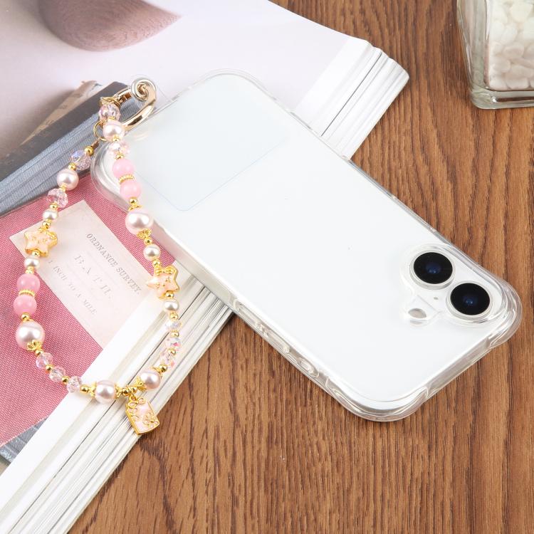 Lucky Beaded Phone Charm Wrist Strap with Tether Pad for Women Girls