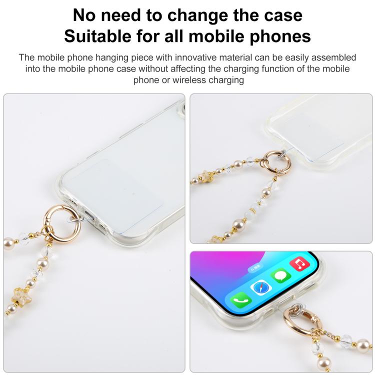 Lucky Beaded Phone Charm Wrist Strap with Tether Pad for Women Girls