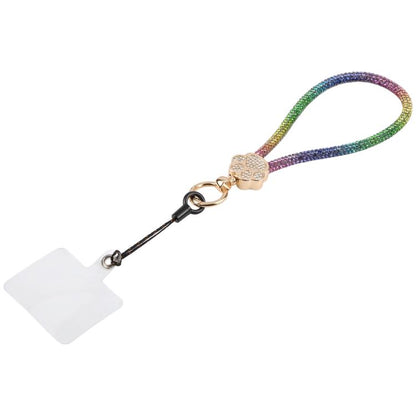 Cat Paw Rhinestones Phone Charm Wrist Strap with Tether Pad for Women Girls