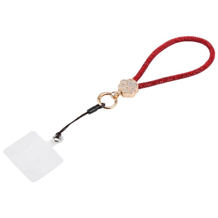 Cat Paw Rhinestones Phone Charm Wrist Strap with Tether Pad for Women Girls