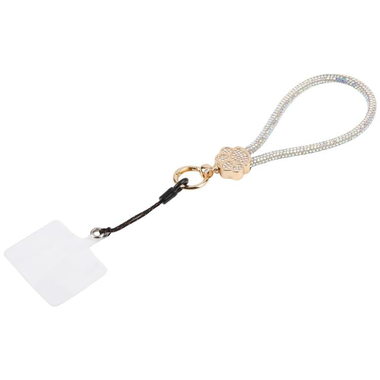 Cat Paw Rhinestones Phone Charm Wrist Strap with Tether Pad for Women Girls