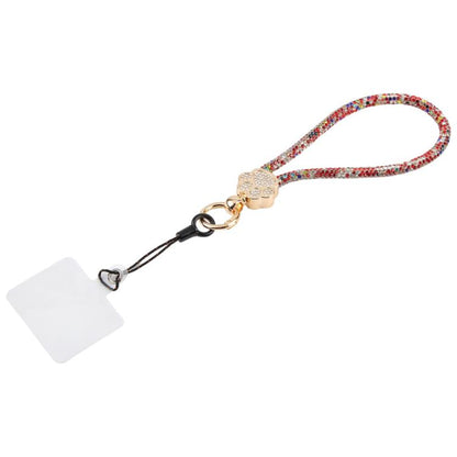 Cat Paw Rhinestones Phone Charm Wrist Strap with Tether Pad for Women Girls