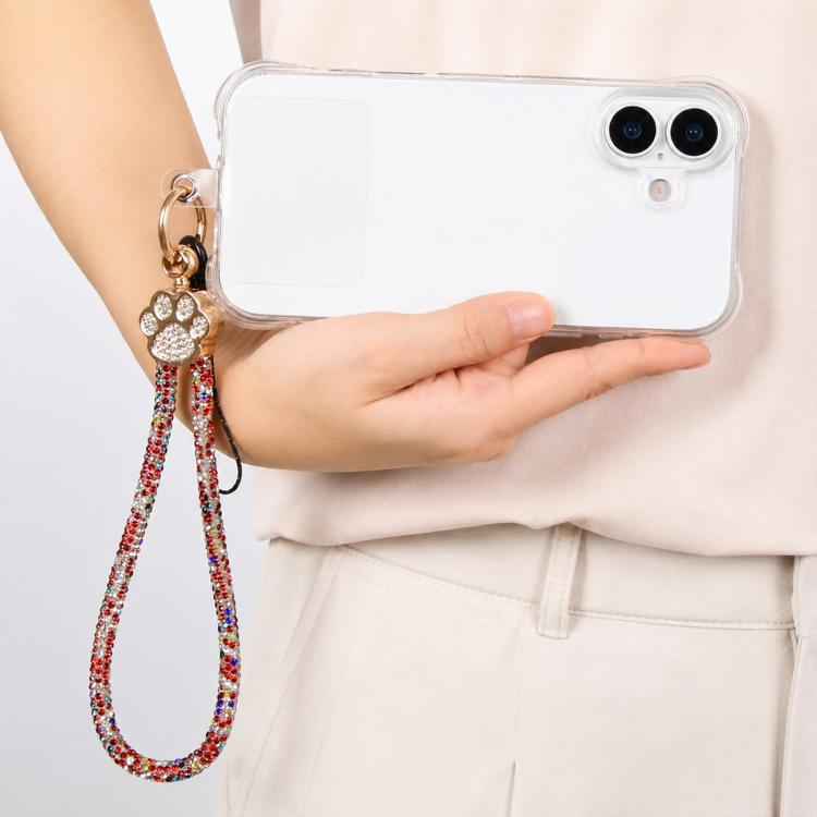 Cat Paw Rhinestones Phone Charm Wrist Strap with Tether Pad for Women Girls