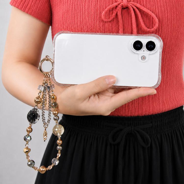 Star Snowflake Beaded Phone Charm Wrist Strap with Tether Pad for Women Girls