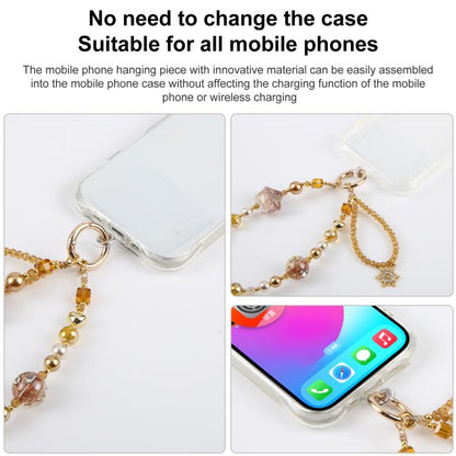 Star Snowflake Beaded Phone Charm Wrist Strap with Tether Pad for Women Girls