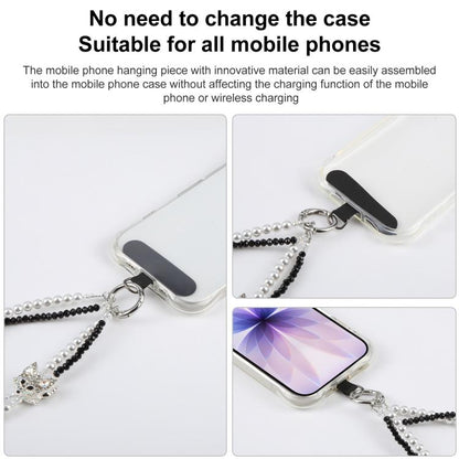 Fox Double Layer Beaded Phone Charm Wrist Strap with Tether Pad for Women Girls