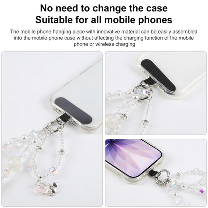 Crescent Moon Short Beaded Phone Charm Wrist Strap with Tether Pad for Women Girls