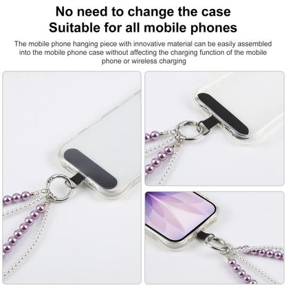 Fishtail Double Layer Beaded Phone Charm Wrist Strap with Tether Pad for Women Girls