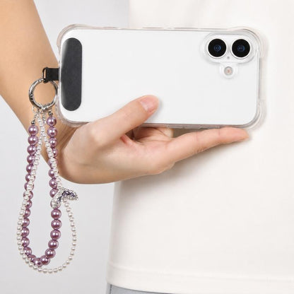 Fishtail Double Layer Beaded Phone Charm Wrist Strap with Tether Pad for Women Girls