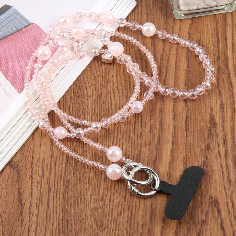 Bow Bead Chain Crossbody Phone Charm with Tether Pad for Women Girls