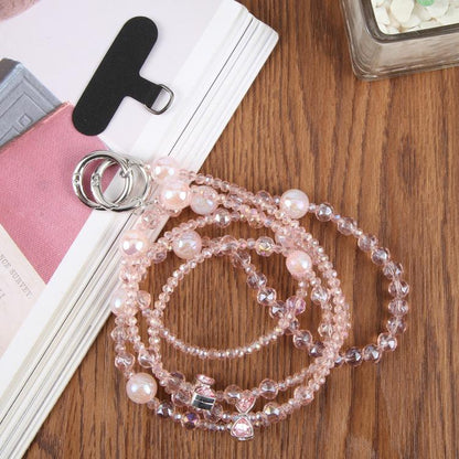 Bow Bead Chain Crossbody Phone Charm with Tether Pad for Women Girls