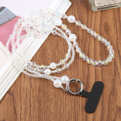 Bow Bead Chain Crossbody Phone Charm with Tether Pad for Women Girls
