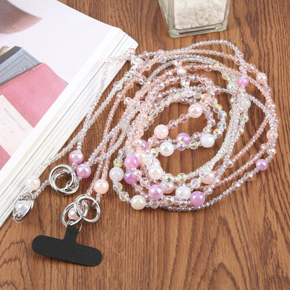 Bow Bead Chain Crossbody Phone Charm with Tether Pad for Women Girls