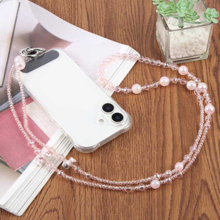 Bow Bead Chain Crossbody Phone Charm with Tether Pad for Women Girls