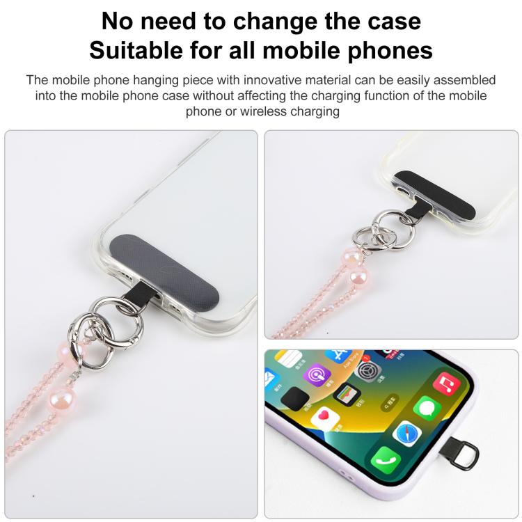 Bow Bead Chain Crossbody Phone Charm with Tether Pad for Women Girls