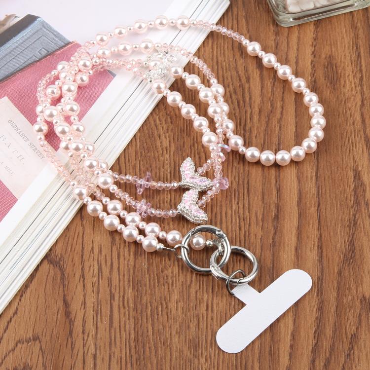 Fishtail Bead Chain Crossbody Phone Charm with Tether Pad for Women Girls