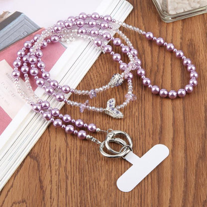 Fishtail Bead Chain Crossbody Phone Charm with Tether Pad for Women Girls
