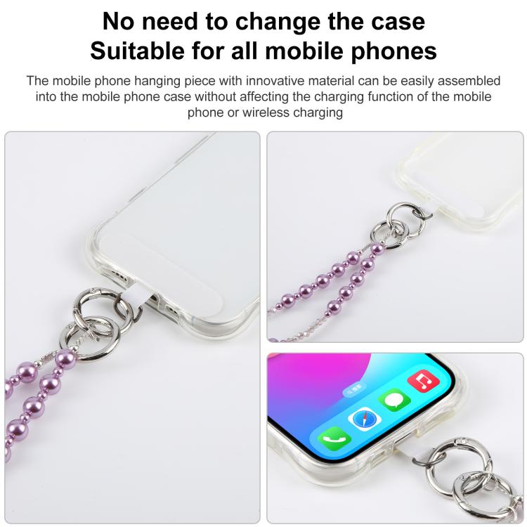 Fishtail Bead Chain Crossbody Phone Charm with Tether Pad for Women Girls