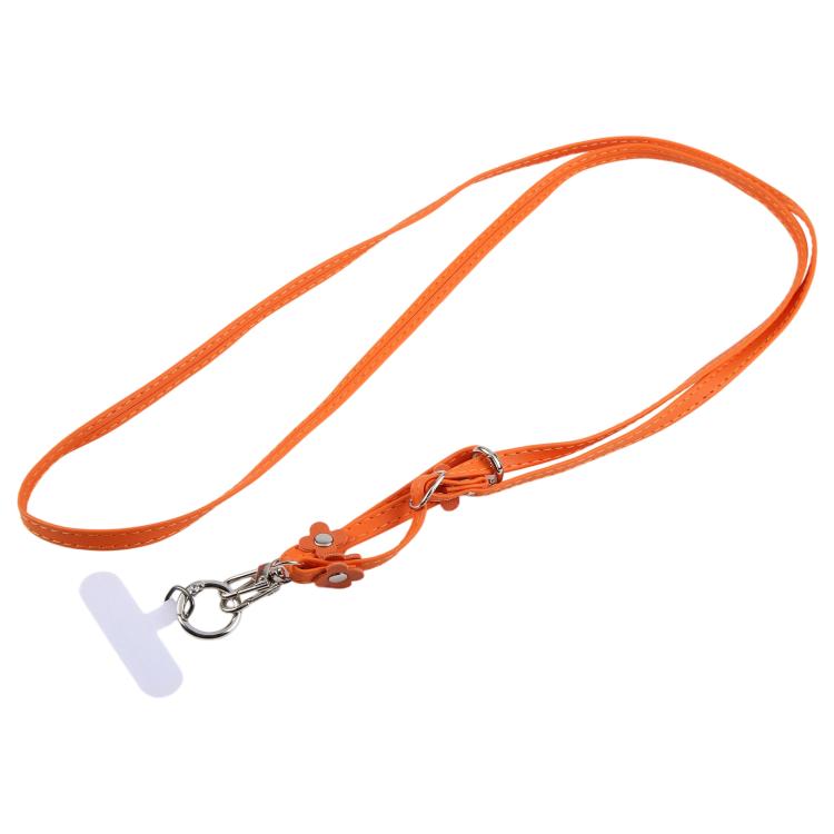 Floral Decor Adjustable Leather Strap Phone Lanyard with Tether Pad for Unisex