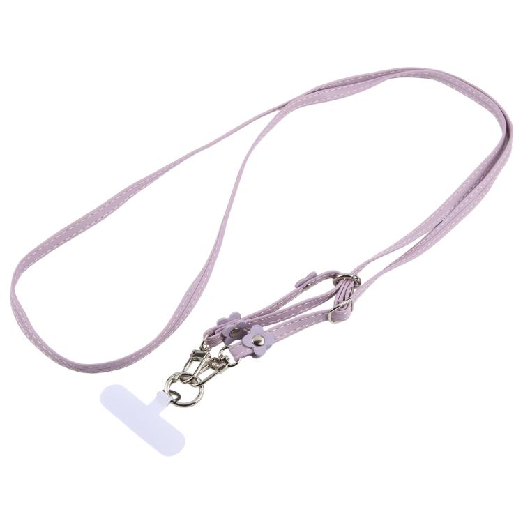 Floral Decor Adjustable Leather Strap Phone Lanyard with Tether Pad for Unisex