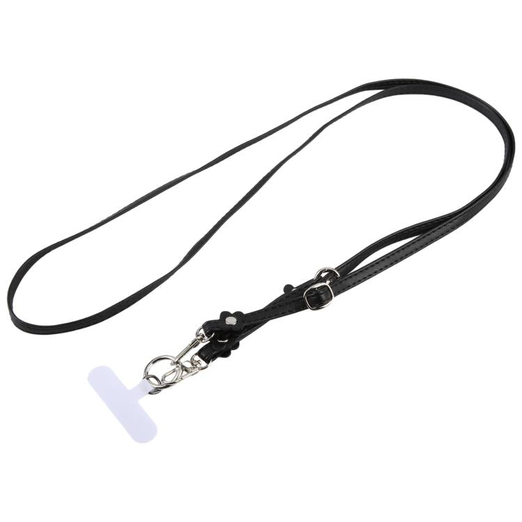 Floral Decor Adjustable Leather Strap Phone Lanyard with Tether Pad for Unisex