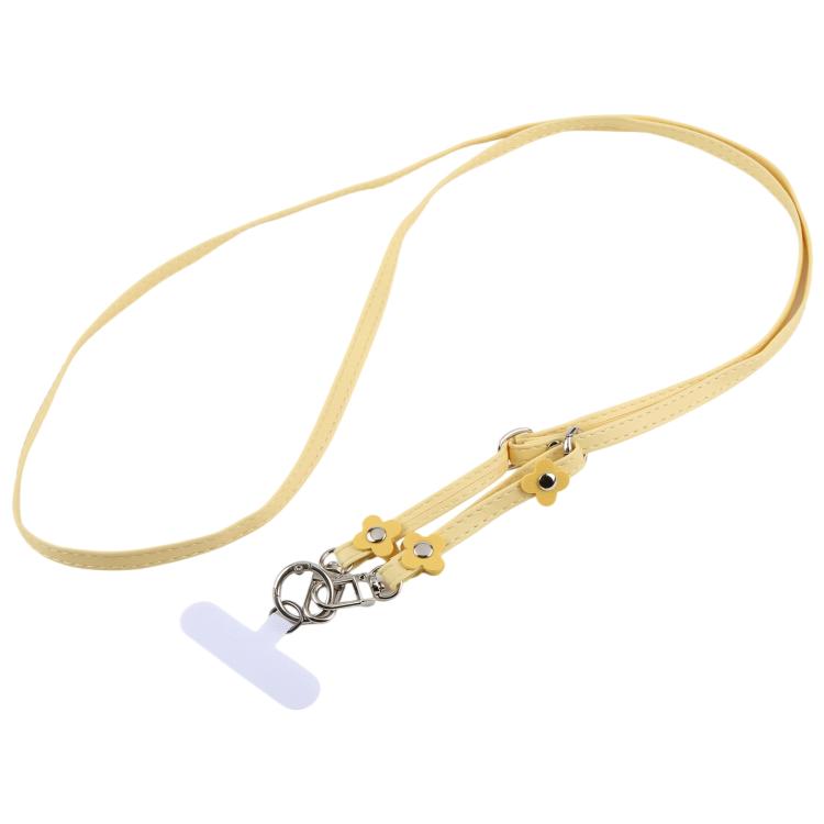 Floral Decor Adjustable Leather Strap Phone Lanyard with Tether Pad for Unisex