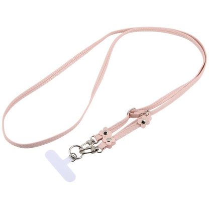 Floral Decor Adjustable Leather Strap Phone Lanyard with Tether Pad for Unisex