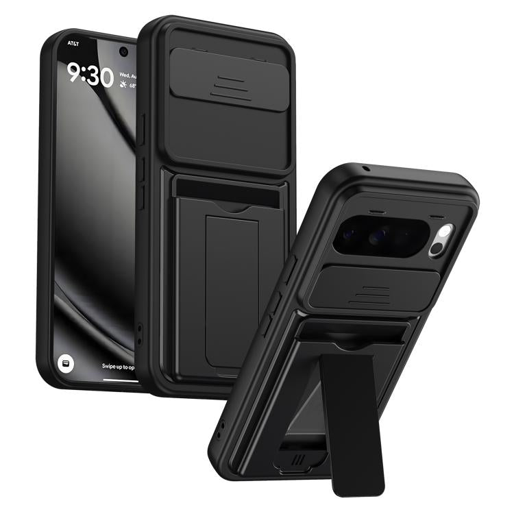 Card Holder Series Sliding Lens Cover PC Hybrid TPU Phone Case, For Google Pixel 11 Pro XL, For Google Pixel 11 / Pixel 11 Pro, For Google Pixel 10 Pro XL, For Google Pixel 10 / Pixel 10 Pro