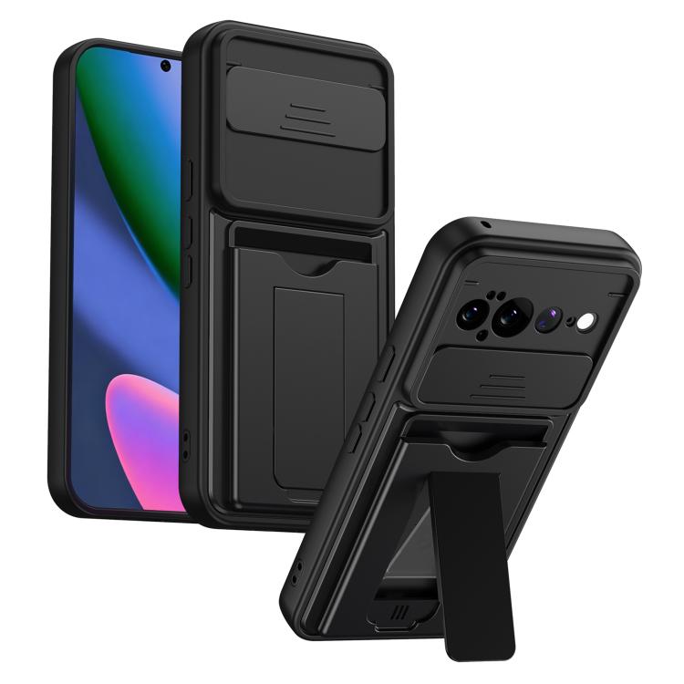 Card Holder Series Sliding Lens Cover PC Hybrid TPU Phone Case, For Google Pixel 11 Pro XL, For Google Pixel 11 / Pixel 11 Pro, For Google Pixel 10 Pro XL, For Google Pixel 10 / Pixel 10 Pro