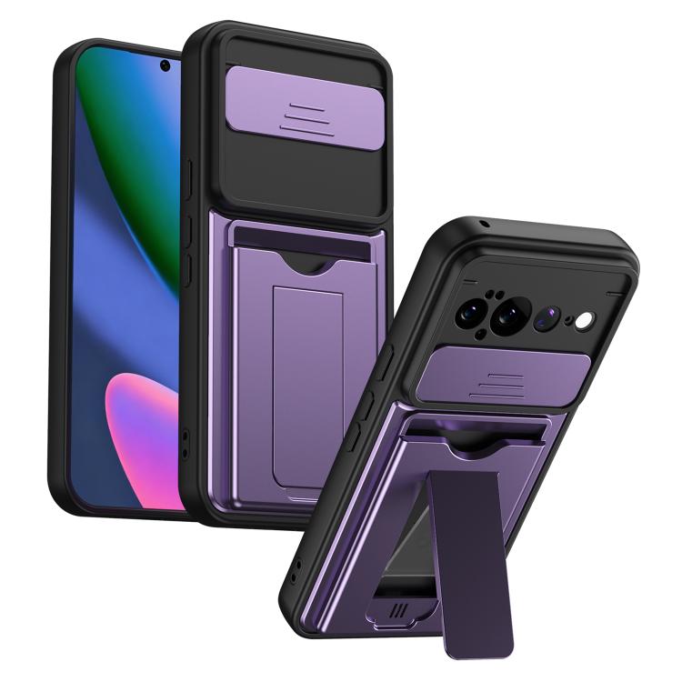 Card Holder Series Sliding Lens Cover PC Hybrid TPU Phone Case, For Google Pixel 11 Pro XL, For Google Pixel 11 / Pixel 11 Pro, For Google Pixel 10 Pro XL, For Google Pixel 10 / Pixel 10 Pro