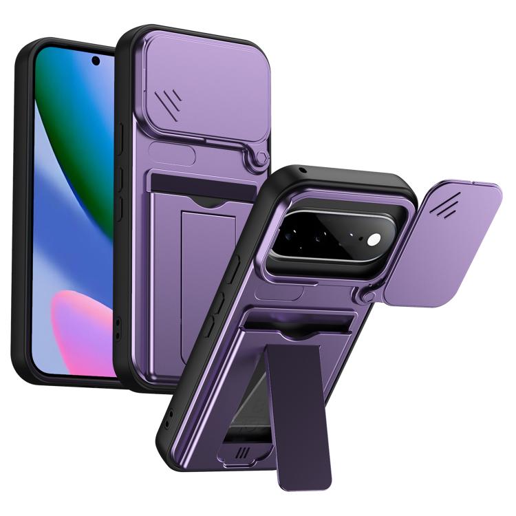 Card Holder Series Sliding Lens Cover PC Hybrid TPU Phone Case, For Google Pixel 11 Pro XL, For Google Pixel 11 / Pixel 11 Pro, For Google Pixel 10 Pro XL, For Google Pixel 10 / Pixel 10 Pro