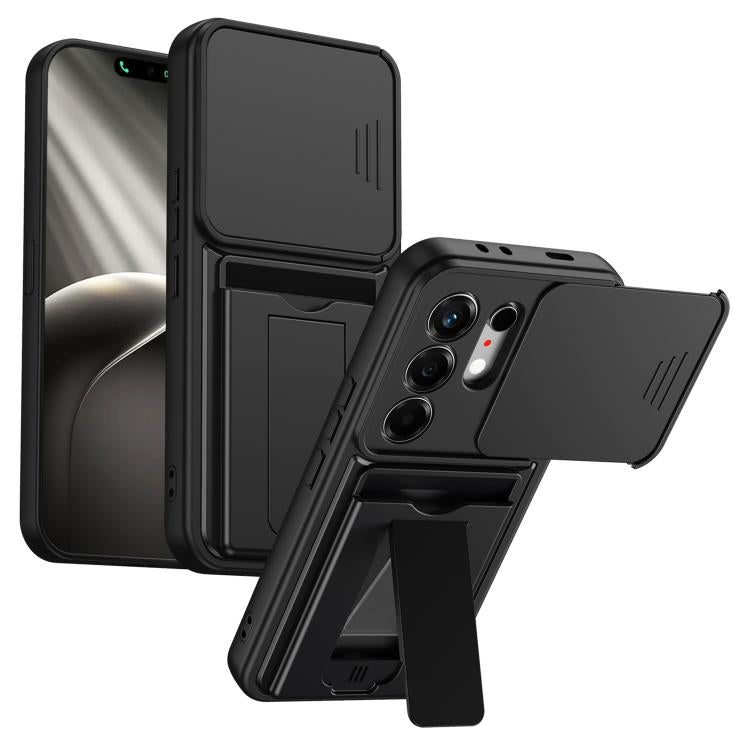 Card Holder Series Sliding Lens Cover PC Hybrid TPU Phone Case, For Tecno Pova Curve 2 5G, For Tecno Spark Go 3 / Tecno Pop 20 4G, For Tecno Camon 50 4G, For Tecno Spark 40C, For Tecno Pop 10 / Tecno Spark Go 2 4G, For Tecno Spark 40 Pro+ 4G           ...