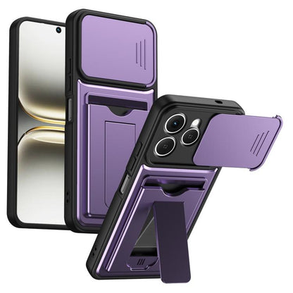 Card Holder Series Sliding Lens Cover PC Hybrid TPU Phone Case, For Tecno Pova Curve 2 5G, For Tecno Spark Go 3 / Tecno Pop 20 4G, For Tecno Camon 50 4G, For Tecno Spark 40C, For Tecno Pop 10 / Tecno Spark Go 2 4G, For Tecno Spark 40 Pro+ 4G           ...