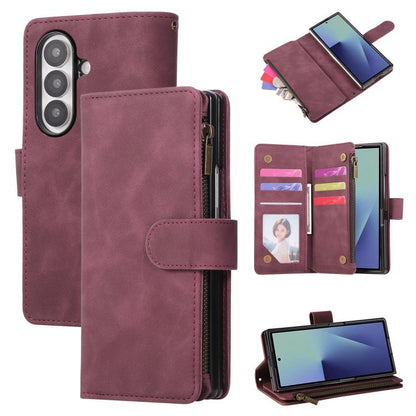 Multifunctional Frosted Zipper Wallet Leather Phone Case, For Galaxy Z Fold8 Ultra 5G