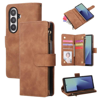 Multifunctional Frosted Zipper Wallet Leather Phone Case, For Galaxy Z Fold8 Ultra 5G