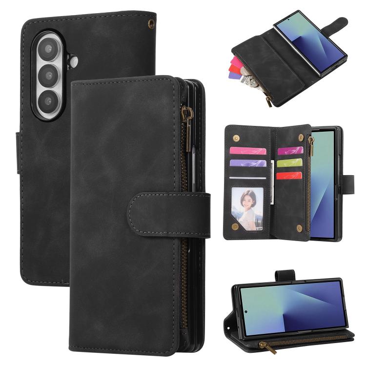 Multifunctional Frosted Zipper Wallet Leather Phone Case, For Galaxy Z Fold8 Ultra 5G