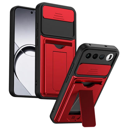Card Holder Series Sliding Lens Cover PC Hybrid TPU Phone Case, For Realme 16 5G, For Realme 16 Pro+ 5G, For Realme 16 Pro 5G