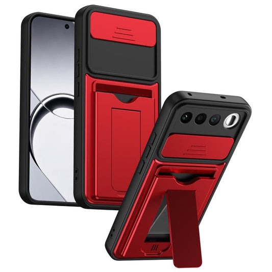 Card Holder Series Sliding Lens Cover PC Hybrid TPU Phone Case, For Realme 16 5G, For Realme 16 Pro+ 5G, For Realme 16 Pro 5G