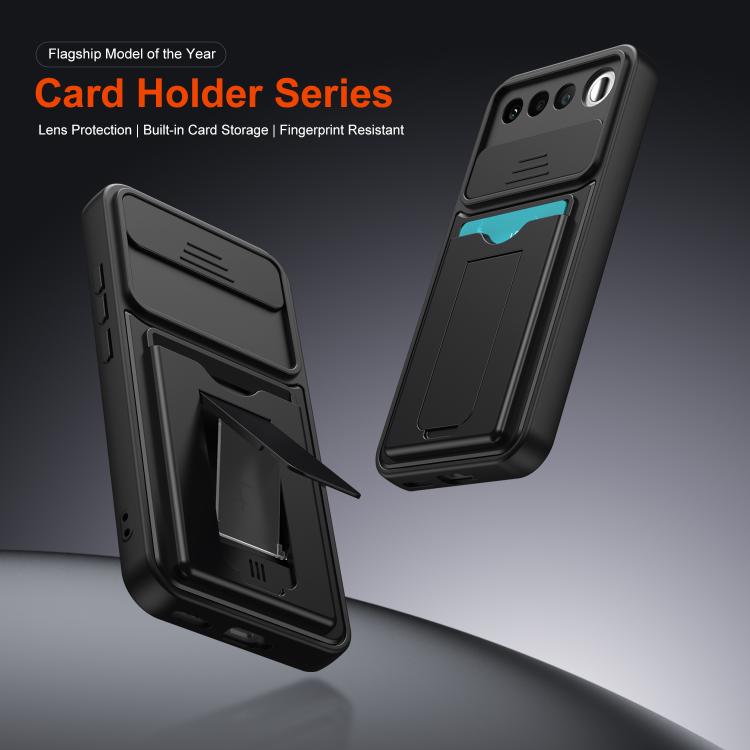 Card Holder Series Sliding Lens Cover PC Hybrid TPU Phone Case, For Realme 16 5G, For Realme 16 Pro+ 5G, For Realme 16 Pro 5G