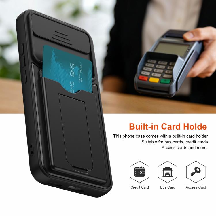 Card Holder Series Sliding Lens Cover PC Hybrid TPU Phone Case, For Realme 16 5G, For Realme 16 Pro+ 5G, For Realme 16 Pro 5G