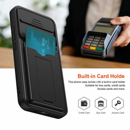 Card Holder Series Sliding Lens Cover PC Hybrid TPU Phone Case, For Realme 16 5G, For Realme 16 Pro+ 5G, For Realme 16 Pro 5G