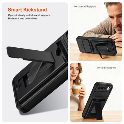 Card Holder Series Sliding Lens Cover PC Hybrid TPU Phone Case, For Realme 16 5G, For Realme 16 Pro+ 5G, For Realme 16 Pro 5G