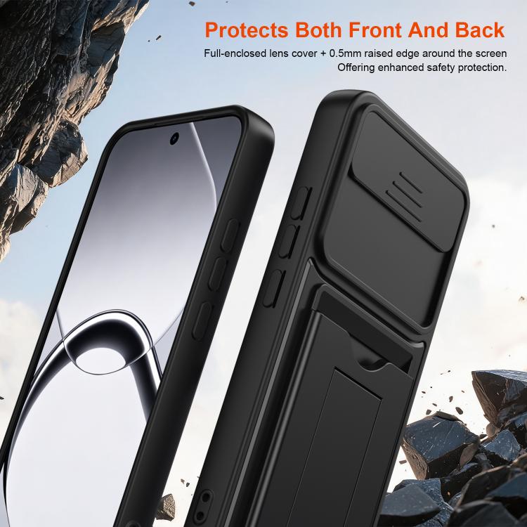 Card Holder Series Sliding Lens Cover PC Hybrid TPU Phone Case, For Realme 16 5G, For Realme 16 Pro+ 5G, For Realme 16 Pro 5G