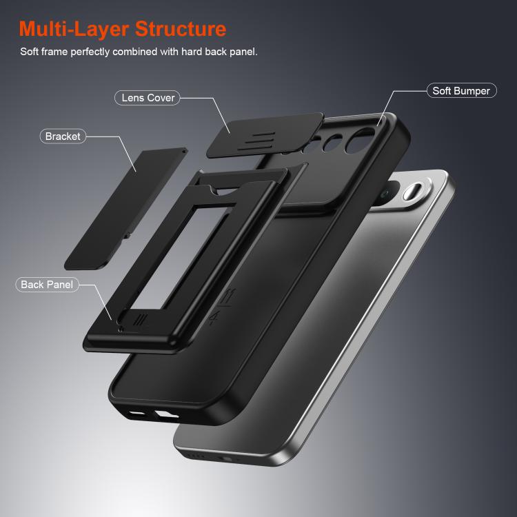 Card Holder Series Sliding Lens Cover PC Hybrid TPU Phone Case, For Realme 16 5G, For Realme 16 Pro+ 5G, For Realme 16 Pro 5G