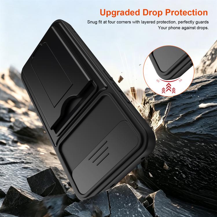 Card Holder Series Sliding Lens Cover PC Hybrid TPU Phone Case, For Realme 16 5G, For Realme 16 Pro+ 5G, For Realme 16 Pro 5G