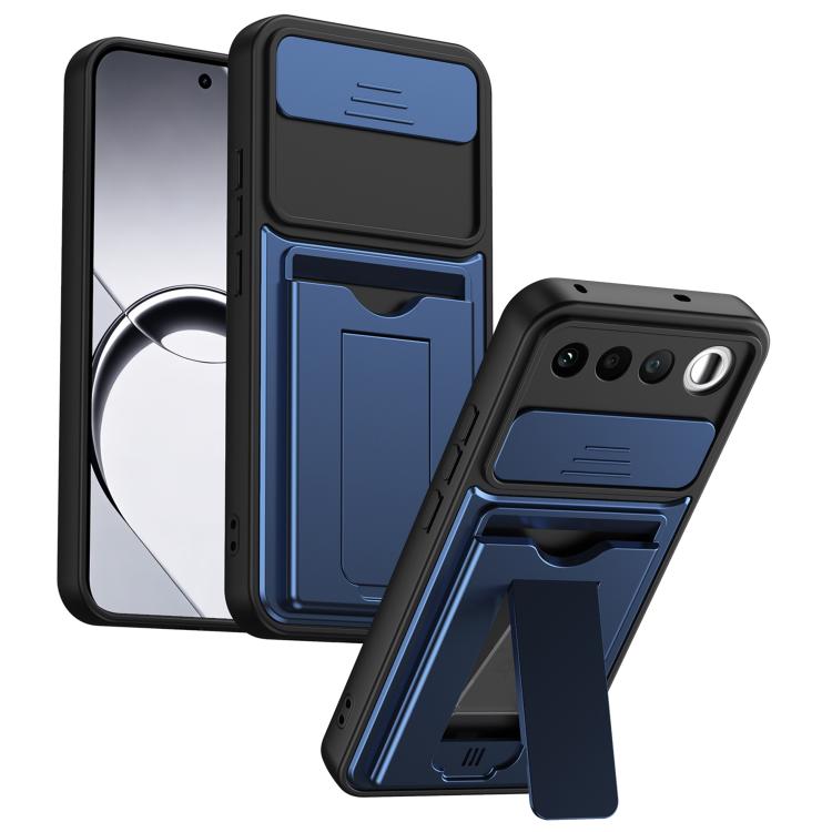 Card Holder Series Sliding Lens Cover PC Hybrid TPU Phone Case, For Realme 16 5G, For Realme 16 Pro+ 5G, For Realme 16 Pro 5G