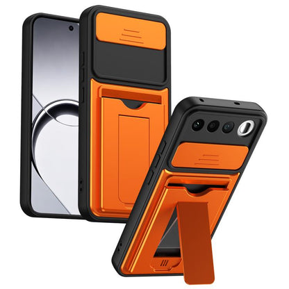 Card Holder Series Sliding Lens Cover PC Hybrid TPU Phone Case, For Realme 16 5G, For Realme 16 Pro+ 5G, For Realme 16 Pro 5G