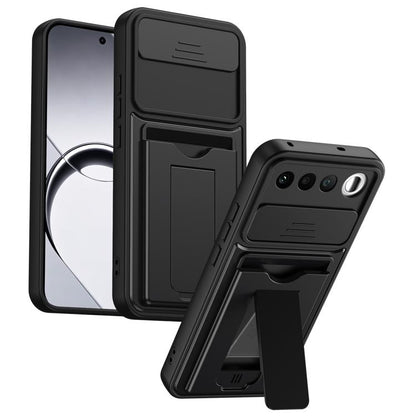 Card Holder Series Sliding Lens Cover PC Hybrid TPU Phone Case, For Realme 16 5G, For Realme 16 Pro+ 5G, For Realme 16 Pro 5G