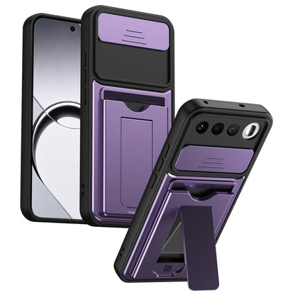 Card Holder Series Sliding Lens Cover PC Hybrid TPU Phone Case, For Realme 16 5G, For Realme 16 Pro+ 5G, For Realme 16 Pro 5G